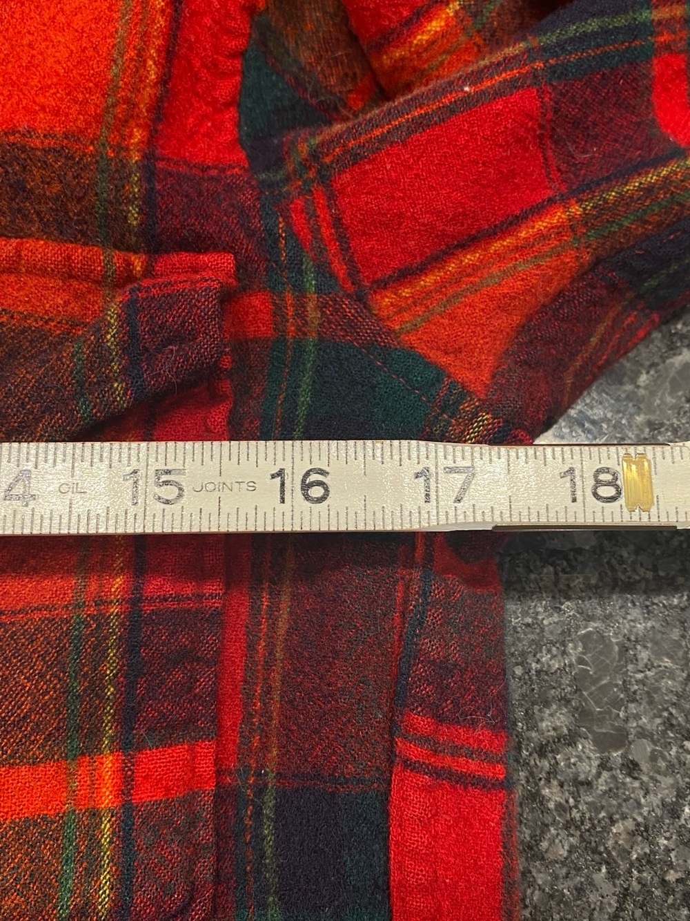 Vintage youth size 16 Pendleton Red and Green Plaid Flannel Button-Down Shirt - Picture 5 of 6